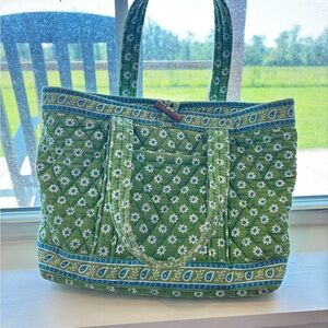 Green Floral Quilted Vera Bradley tote bag